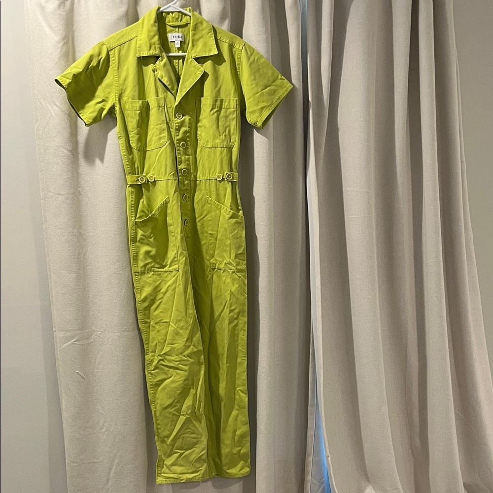 Pistola Chartreuse Collared Jumpsuit